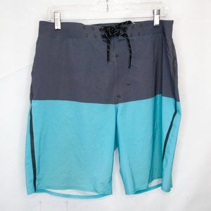 Outerknown Apex Trunks Mens 33 Board Shorts Gray Blue Surf Bottoms Beach LL08X